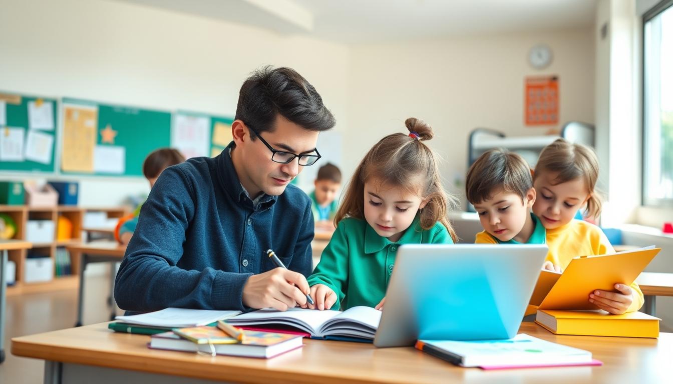 Student using a study guide to organize academic notes